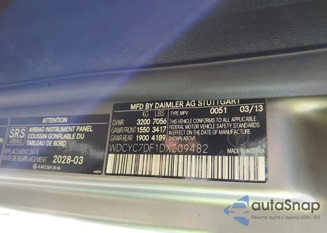 2013 Mercedes-Benz G 63 Amg 4Matic z USA, uszkodzony, nr VIN WDCYC7DF1DX209482